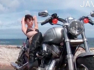 Sexpot biker babe's XXX-rayed thighs in tokyo XXX escapades